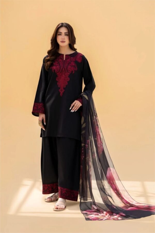 Aisling -Winter 3PC Dhanak suit with Embroidered Shawl