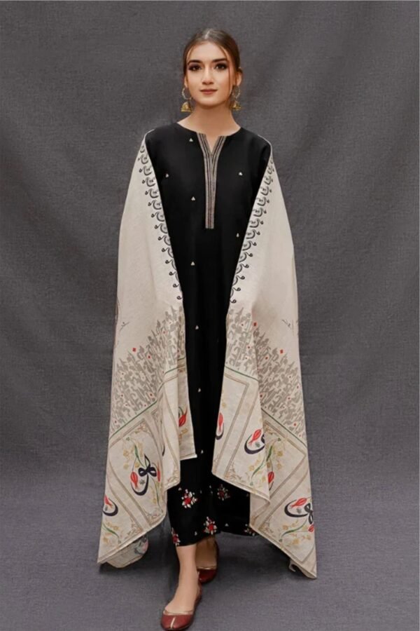 Aisling -Winter 3PC Dhanak suit with Embroidered Shawl