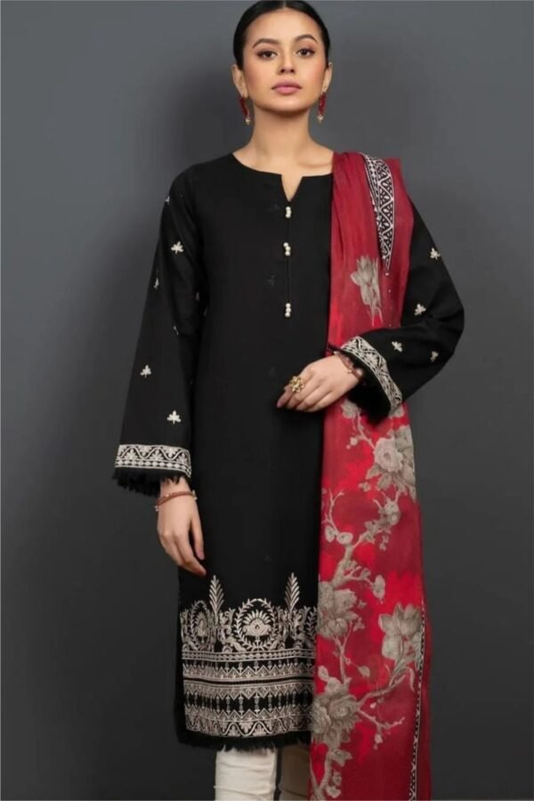 Aisling -Winter 3PC Dhanak suit with Embroidered Shawl