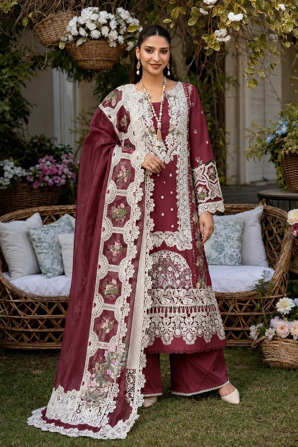 ELAF Premium Chikankari Lawn Collection – 3 Piece Unstitched Suit