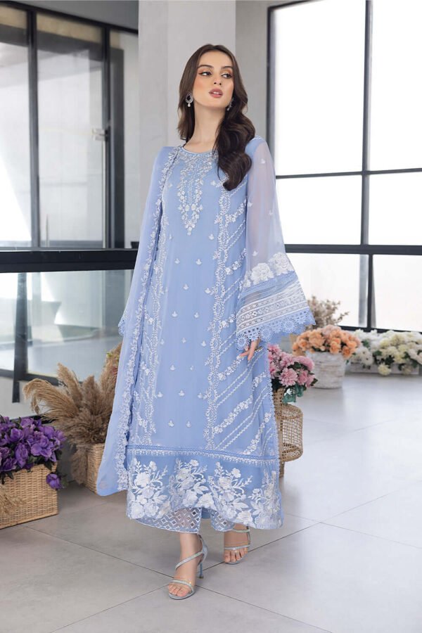 Azure Premium Embroidered Organza Suit
