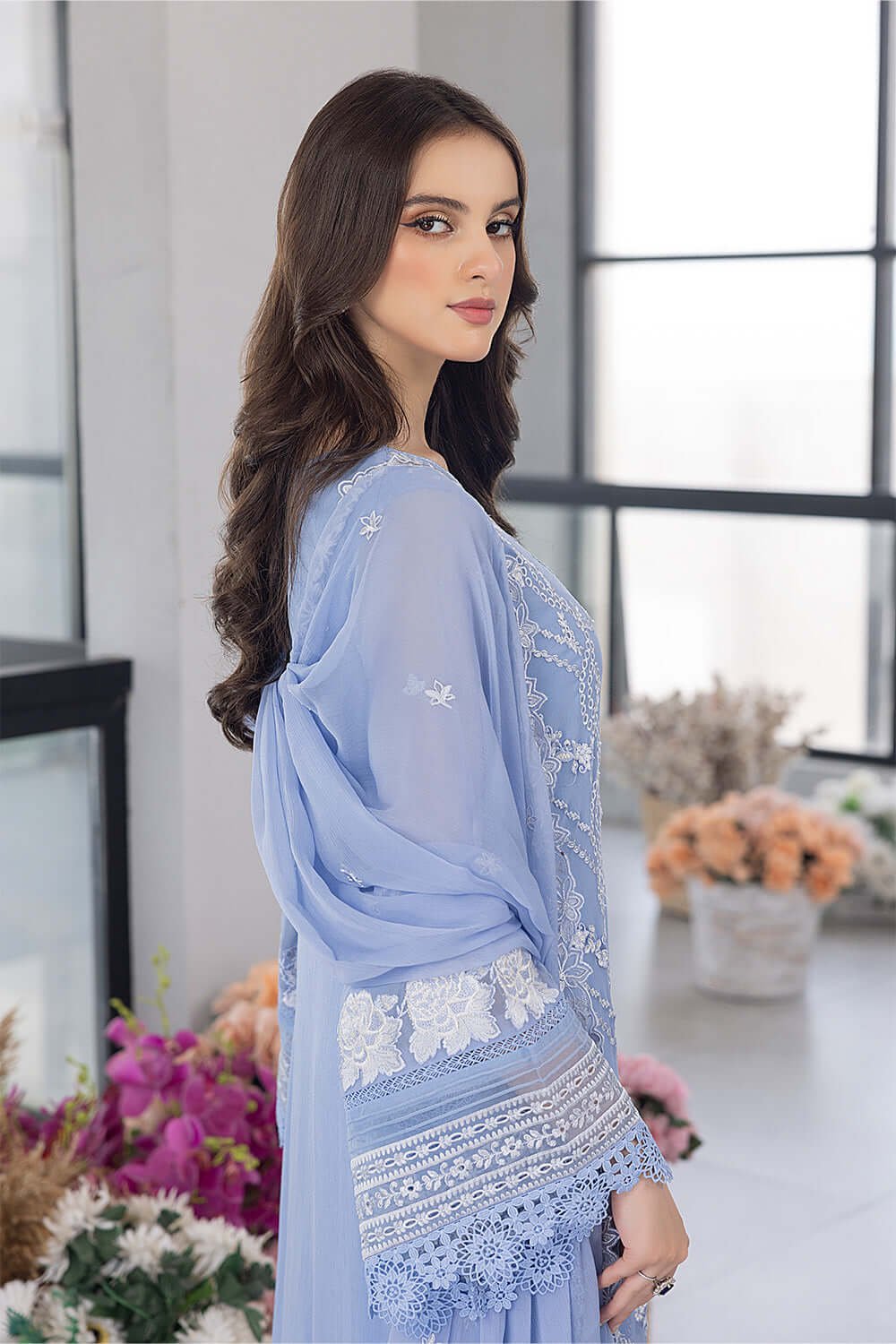 Azure Premium Embroidered Organza Suit - Image 5