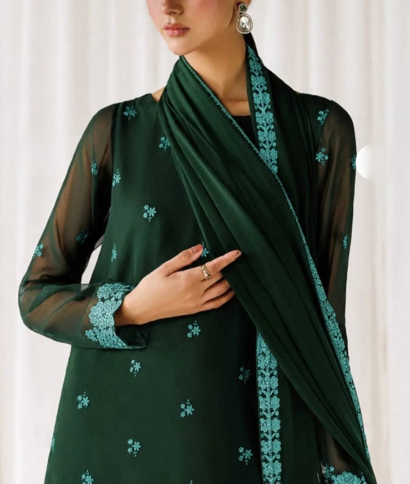 Baroque Chiffon Sequence Garara Suit – Unstitched Replica - Image 5