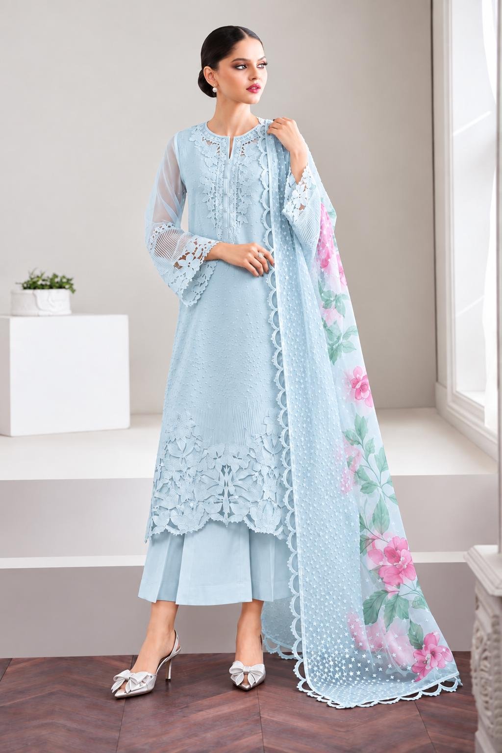 Baroque Premium Organza Embroidered 3PC Suit
