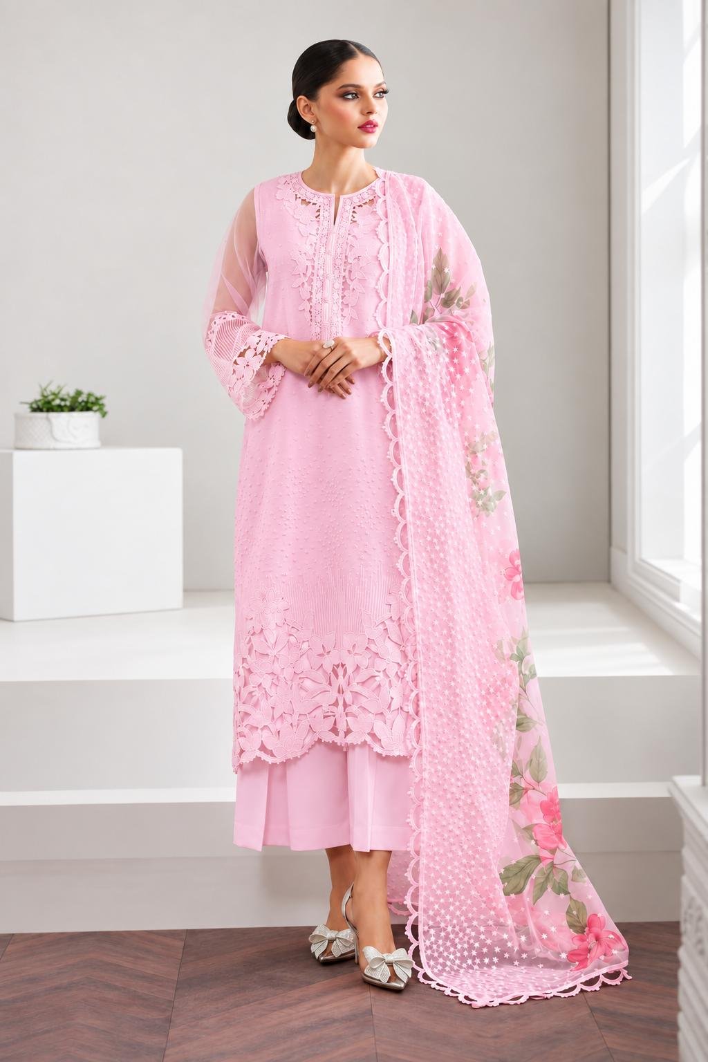 Baroque Premium Organza Embroidered 3PC Suit