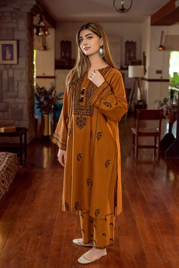 BrandsInn-2PC DHANAK EMBROIDERED SHIRT AND EMBROIDRED