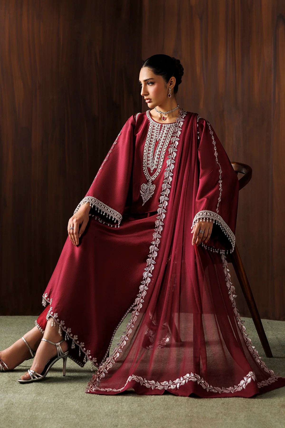 Luxury Chiffon Embroidered 3-Piece Suit with Malai Trouser - Image 3