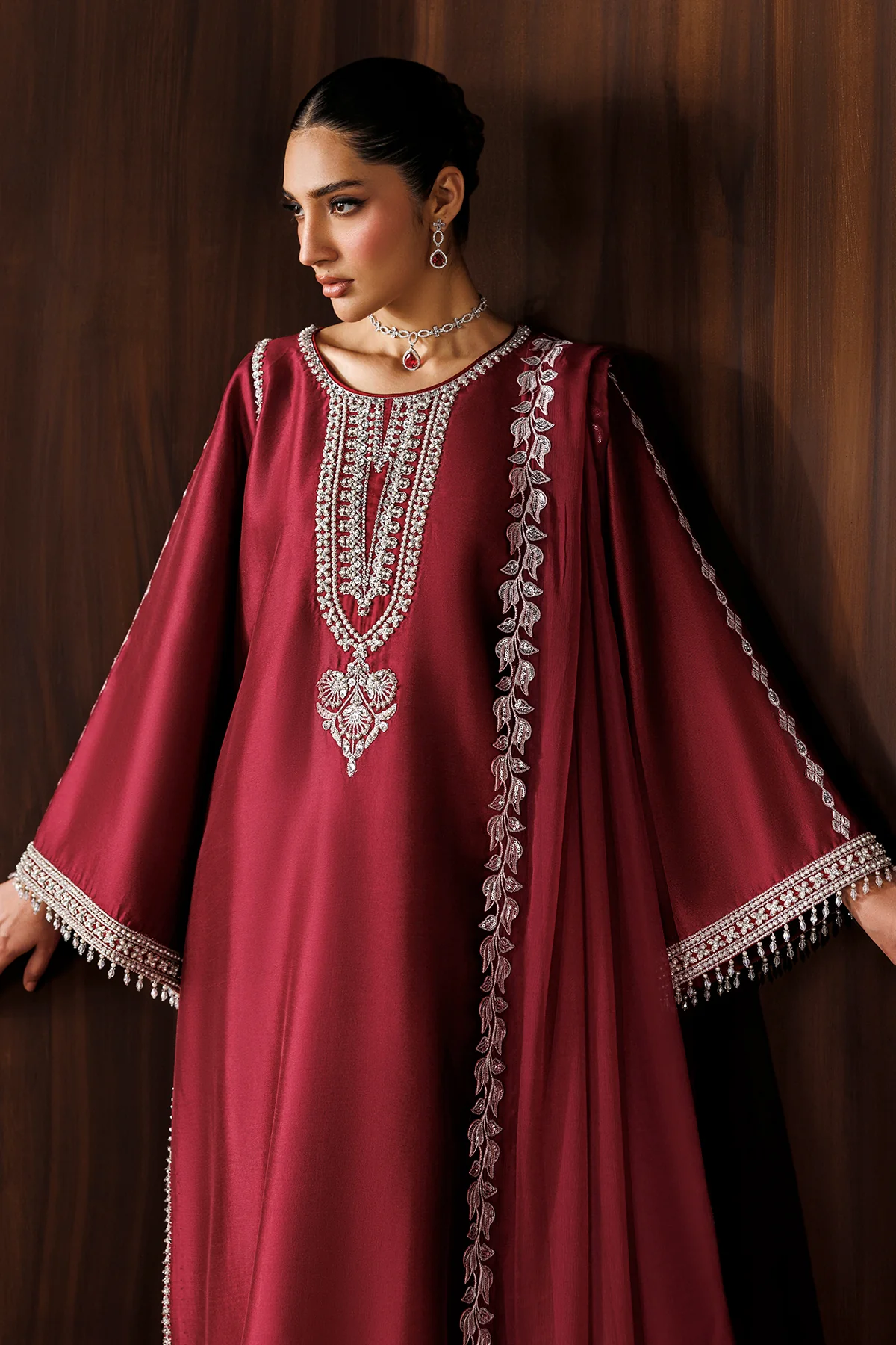 Luxury Chiffon Embroidered 3-Piece Suit with Malai Trouser - Image 2