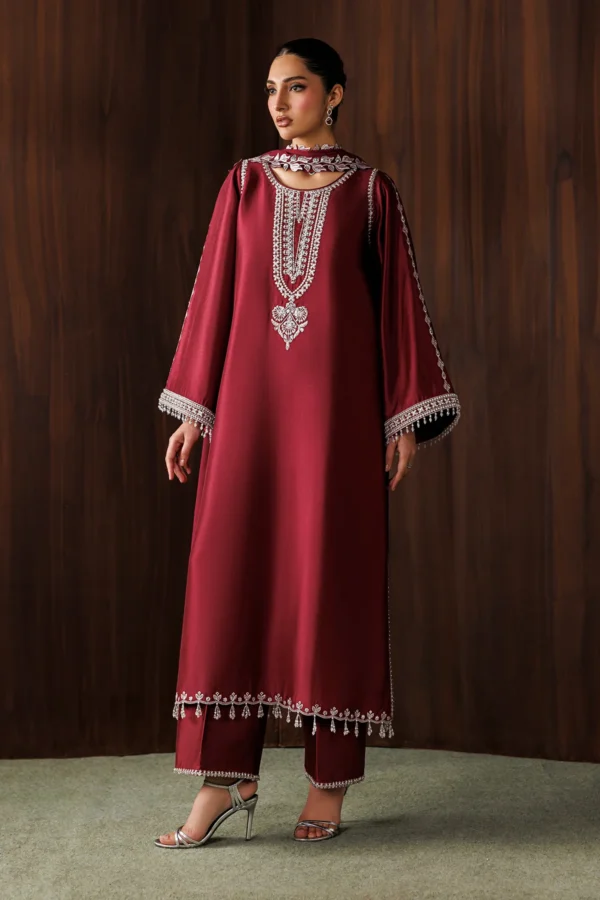Luxury Chiffon Embroidered 3-Piece Suit with Malai Trouser