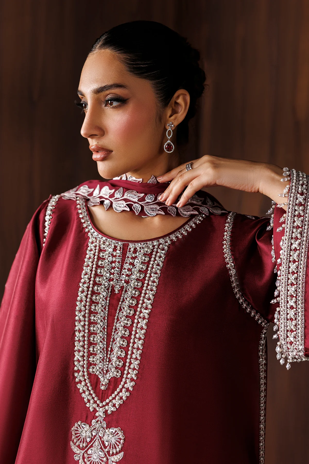 Luxury Chiffon Embroidered 3-Piece Suit with Malai Trouser - Image 6