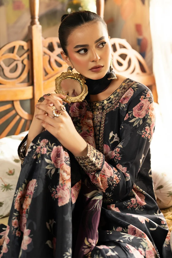 Luxury Digital Printed Silk Embroidered 3-Piece Suit - Image 4