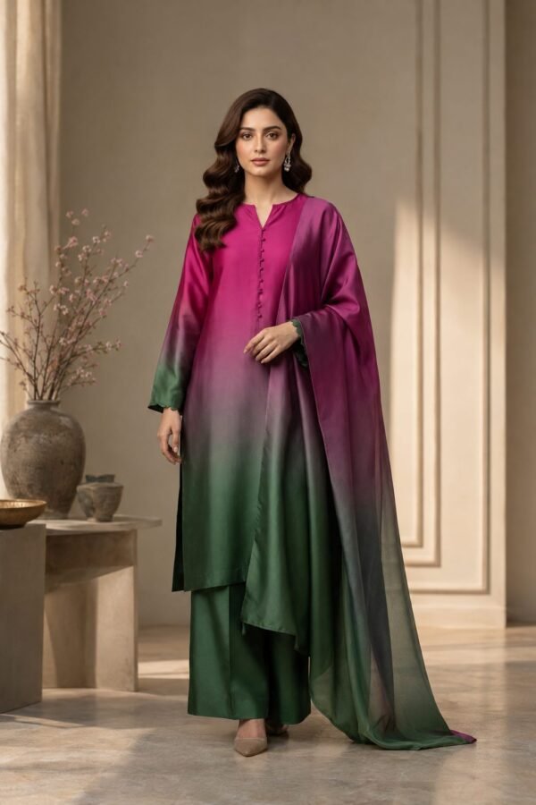 Maria B Silk Collection 2026 – Digital Printed Silk 3 Piece Unstitched Suit