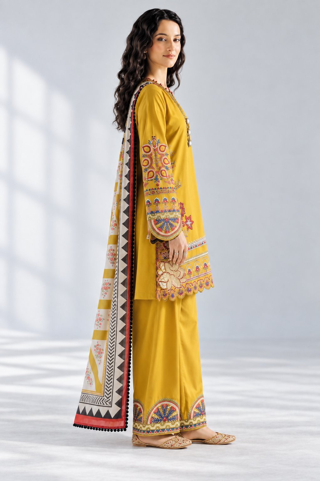 Premium Airjet Dhanak Embroidered 3PC Suit - Image 3