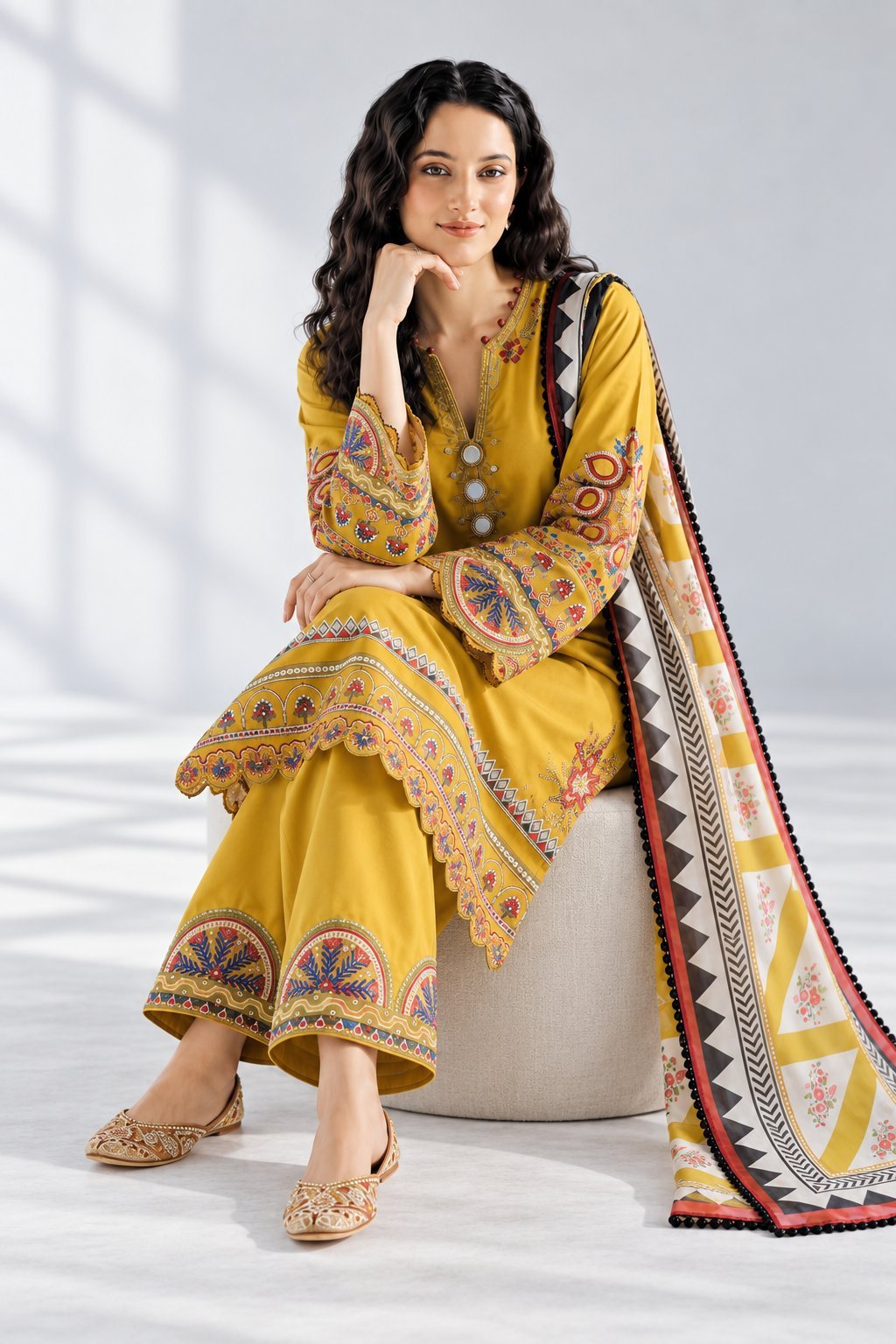 Premium Airjet Dhanak Embroidered 3PC Suit - Image 5