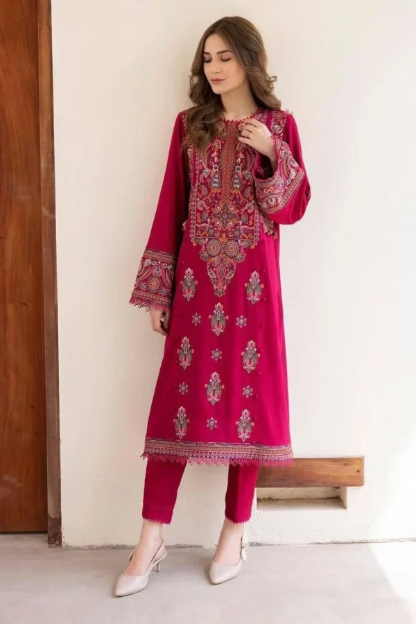 JAZMIN - 2PC DHANAK EMBROIDERED SHIRT WITH DHANAK TROUSER